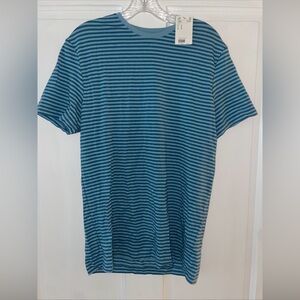 H&M Slim Fit Blue Striped T-Shirt Men’s Medium M Short Sleeve Crew Neck Tee